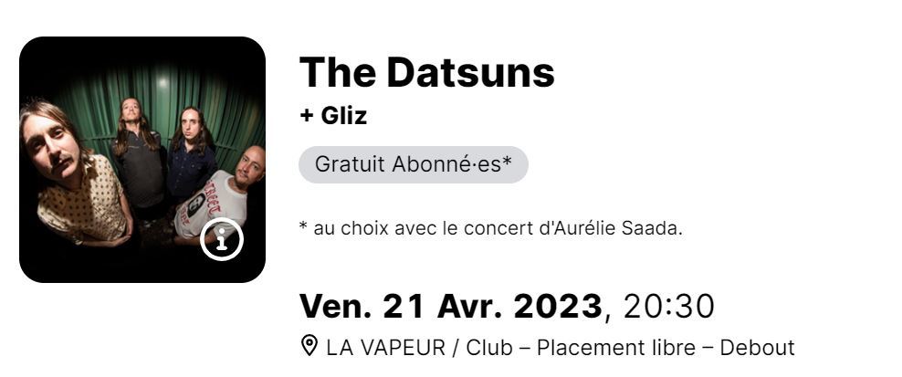 Cliquez sur l'image pour la voir en taille relle 

Nom : 		THE DATSUNS.JPG 
Affichages :	180 
Taille :		37,9 Ko 
ID : 			310747